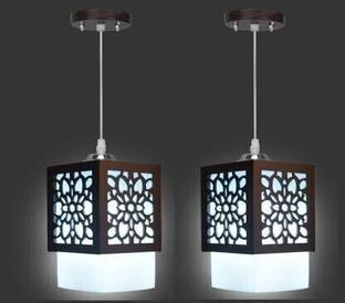Gojeeva Wooden Hanging Without Bulb (pack of 2) Pendants Ceiling Lamp