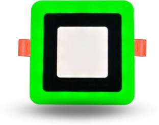 D'Mak 6 Watt White+Green Color Square LED Panel Light Recessed Ceiling Light Ceiling Lamp