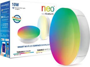 ECOEARTH Neo WiFi LED Smart Surface Downlight |10W| Warm to Cool Feel & 16 Million Colors Surface Ceiling Light Ceiling Lamp