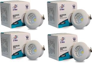 D'Mak 1 Watt LED COB/Spot Light/Button Light ({White} Round Driver Included (Pack of 04) Recessed Ceiling Lamp