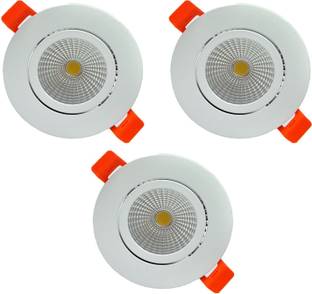 GALAXY LED Ceiling COB Spot Light - 6 Watt - Round - White (6000K) Tilt Pack of 3 Recessed Ceiling Lamp