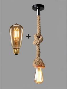 Hybrix Natural Jute Rope Ceiling Hanging Pendant Light 1Mtr knotable (WITH BULB) 1 UNIT Pendant Lamp Ceiling Lamp