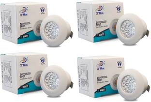 D'Mak D’Mak™ 1 Watt LED COB/Spot Light/Button Light (Blue) Round Driver Included pack of 4 Recessed Ceiling Lamp