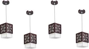 Areezo Wooden Square Flower Blooming hanging lamp (Set of 4),bulb not included Pendant Lamp Ceiling Lamp