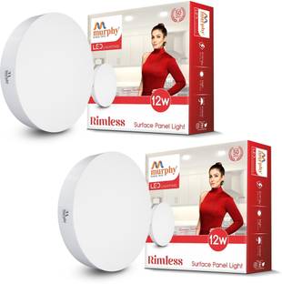 MURPHY 12-Watt Borderless Round LED Surface Mount Panel Light (Cool White, Pack of 2) Ceiling Light Ceiling Lamp