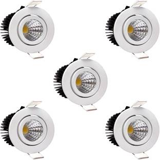 GALAXY LED Ceiling COB Spot Light - 3 Watt - Round - Warm White (2700K) Tilt Pack of 5 Recessed Ceiling Lamp