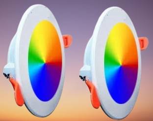 Brightstar Maxa 10-Watts 7-in-1 Multicolour Round Led Conceal Down Light Pack of 2 Ceiling Light Ceiling Lamp