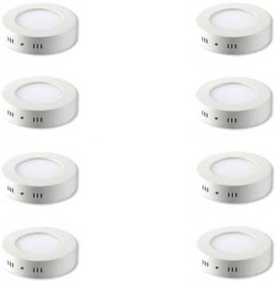 GLAZO 6 watt Led Surface light round cool white pack of 8 Ceiling Light Ceiling Lamp