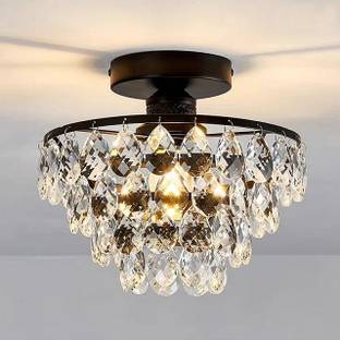 woke Crystal Chandelier Black Modern Semi-Flush Mount Pendant Small Lamp E27 holder Chandelier Ceiling Lamp