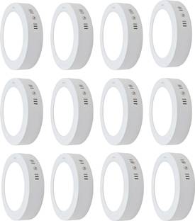 MNLight Moon Light LED 9 Watts Round Surface Down Light, Pack of 12, Cool White Recessed Ceiling Lamp