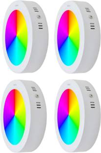 MNLight 9 Watts Round Surface 7 in 1 Multi color Down Light, Pack of 4 Recessed Ceiling Light Ceiling Lamp
