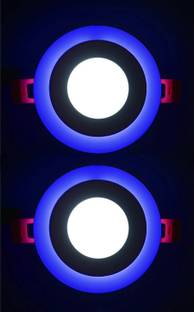 Hybrix LED Ceiling Panel Light 6 Watt (3+3) POP Down Light, Surface Mounted Spotlight, Dual Color 3D Effect Blue & White Combination, Ceiling Lamp (PACK OF 2) Recessed Ceiling Lamp