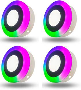 D'Mak 6 Watt White+PGB Round Surface Led Decorative Panel Light (Pack Of 04) Ceiling Light Ceiling Lamp