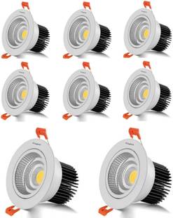 Hybrix HQ LED (6 WATT) COB Spot Light, Down Light, Ceiling light, COB Light, Elegant Aluminum Body, 30° Adjustable, BridgeLux Optical COB, Natural Warm White Light Color (Pack of 8) Cob Light Ceiling Lamp
