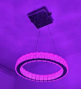 LightWave Chandelier All color Dimmable with Remote 14" Hanging Crystal Ring LED Light Chandelier Ceiling Lamp