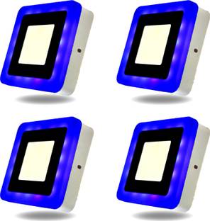 D'Mak 6W LED Side Blue Square Surface Panel Light Ceiling 3D Effect Lighting (Double Color) pack of 4 Recessed Ceiling Light Ceiling Lamp