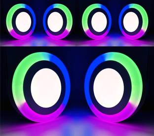 Hybrix LED Ceiling Surface Light 9 Watt [6+3 Watt] Down Light, Ceiling Surface Mounted Spotlight, Dual Color 3D Effect RGB Multicolor & White Combination, 6 Inch Diameter, No Need of Ceiling Cutting (PACK OF 6) Surface Ceiling Light Ceiling Lamp