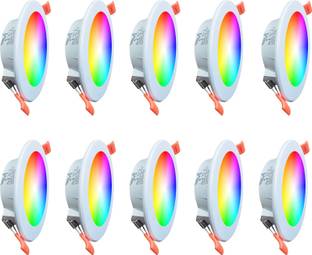 M.v.l lights 10-Watts Maxa 7-in-1 Multicolour Led Conceal Down Light Pack of 10 Ceiling Light Ceiling Lamp