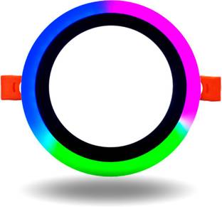 D'Mak 16 Watt White+Multi Color Round LED Panel Light Side 3D Effect Light (Pack Of 01) Recessed Ceiling Lamp