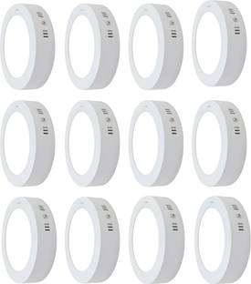 MNLight Moon Light LED 9 Watts Round Surface Down Light, Pack of 12, Cool White Recessed Ceiling Lamp