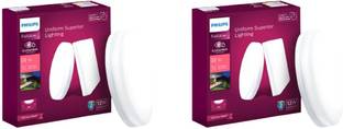PHILIPS Full Glow 12-watt Round LED Surface Downlighter,Natural White, Pack of 2 Ceiling Light Ceiling Lamp