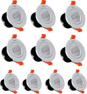 Hybrix HQ LED (3 WATT) COB Spot Light, Down Light, Ceiling light, COB Light, Elegant Aluminum Body, 30° Adjustable, BridgeLux Optical COB, Natural Warm White Light Color (Pack of 10) Cob Light Ceiling Lamp