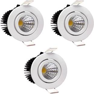 GALAXY LED Ceiling COB Spot Light - 3 Watt - Round - Warm White (2700K) Tilt Pack of 3 Recessed Ceiling Light Ceiling Lamp