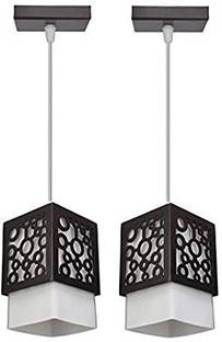 Areezo Square Wooden Ceiling Hanging Pendant Light Bulb Not Included Pendant Lamp Ceiling Lamp