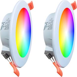 MVL Maxa 10-Watts 7-in-1 Multicolour Round Led Conceal Down Light Pack of 2 Ceiling Light Ceiling Lamp