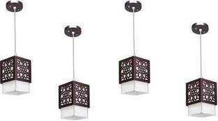 Gojeeva Wooden Hanging Lamp Without Bulb(PACK OF 4) Pendants Ceiling Lamp