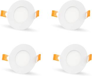 VICTOR 3 Watt Ultra Slim White Led Super Bright Panel Light Round Shape Conceal POP Light (Pack of 04) Recessed Ceiling Lamp