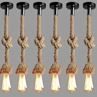 DONERIA Pendant Rope Lights for Ceiling Hanging Lights (Bulb not included - Pack of 6) Pendants Ceiling Lamp