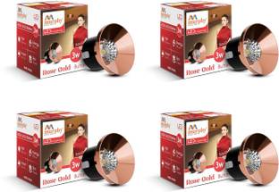 MURPHY 3W Rose Gold Finish Button LED Spot Lights | Pack of 4 | Warm White Spot Light Ceiling Lamp