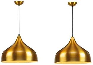 Areezo Gold Metal Hanging Light for Living Room ,,Hall (Bulb not Included )(Pack of 2) Pendant Lamp Ceiling Lamp