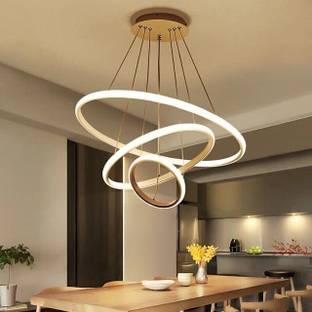 Blissbells 3 ring GOLD for lobby,drawing room,hall,with 3 modes of colours Chandelier Ceiling Lamp