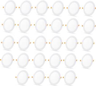 D'Mak 6 Watt Ultra Slim White Led Super Bright Panel Light Round Shape Conceal POP Light (Pack of 32) Recessed Ceiling Light Ceiling Lamp