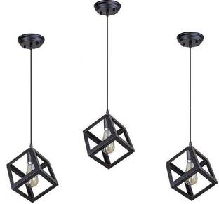 Areezo Black Cube Shape Modern Design Hanging Pendant Ceiling Lamp Light for Home,Dining Room,Bedroom,Living Room,Office Decor (Bulb Not Included) Pendant Lamp Ceiling Lamp