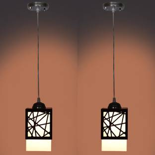 Gojeeva Wooden Hanging Lamp Without Bulb(PACK OF 2) Pendants Ceiling Lamp