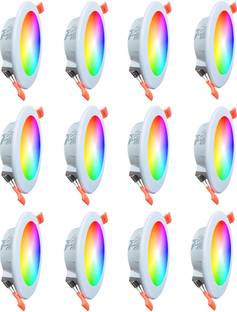 MVL Maxa 10-Watts 7-in-1 Multicolor Round Led Conceal Down Light Pack of 12 Ceiling Light Ceiling Lamp