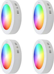 MVL 9W 7in1 Multicolour Surface Led (Red/Pink/Blue/Yellow/Violet/Green/White) Pack-4 Ceiling Light Ceiling Lamp