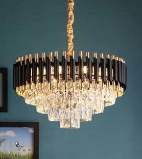 Shri Mahal Antiques 500 MM Black Mamra LED Crystal Chandelier Light For Living Room Bed Room Hall Chandelier Ceiling Lamp