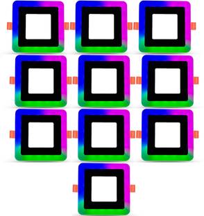 d'mak 6 Watt White+Multi Color Square LED Panel Light Side 3D Effect Light रिसेस्ड  सीलिंग लैंप