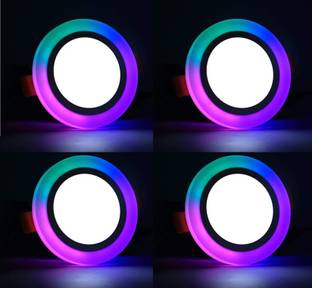 HBX LED Ceiling Panel Light 9 Watt (6+3) Down Light, Dual 3D Color RGB & White, 4 Ceiling Light Ceiling Lamp