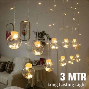पिक यूर नीड्स 3 Metre 12 Wish Ball 120 LED Curtain String Light 8 Mode for Festival Decoration सीलिंग लाइट  सीलिंग लैंप
