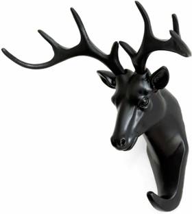 Be Sure Deer Head Hanging Hook, Self Adhesive Wall Door Hook Hanger Bag Keys Sticky Holder(Black) Door Hanger
