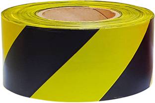Singhal Industries Pvt Ltd YELLOW BLACK HAZARD WARNING SAFETY CAUTION TAPE NON-ADHESIVE BARRIER TAPE STRIPE Barricade Tape, 7CM (2.8 INCH) X 200 METER (Manual)