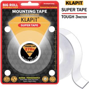 KLAPiT Super Tape - TOUGH 3m Heavy Duty Double-sided Handheld Waterproof Nano Tape for multi surface usage (TOUGH – 20mm x 3 meter) (Manual)