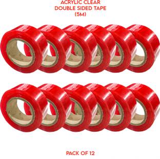 LXMI Heat Resistant Adhesive Tape (5 Meter) (Pack of 12) Clear Double Sided Tape (Manual)