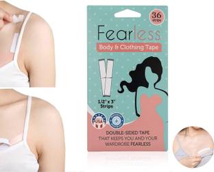 crockdile Fearless Double Sided Tape for Fashion, Clothing and Body - 36 Strips Pack | All Day Strength Invisible Dress Tape for women | Gentle to stick Fashion tape (Manual)