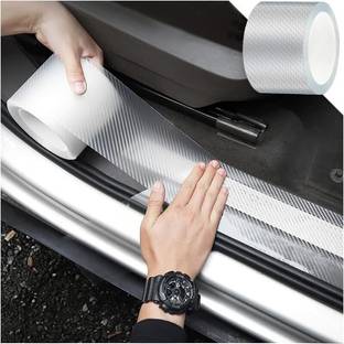 QUALIFT Durable High Gloss Carbon Fibre Door Sill Protector, Anti Scratch Tape for Car 5 mm x 5 m White Reflective Tape